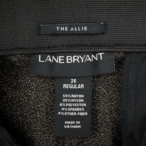 Lane Bryant Dress Pants Plus Sz 26 Black Gold Metallic The Allie Stretch Bootcut - Picture 3 of 10